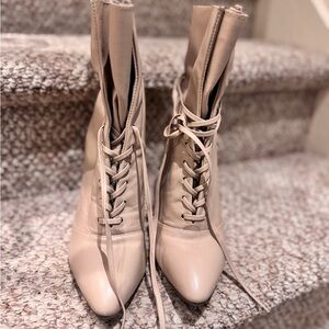 Nine West Cream Lace-Up Women's Boots